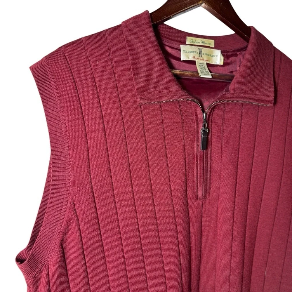 Fairway & Greene Merino Wool Golf Sweater Vest Men’s Sz M Preppy Academia
